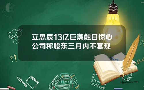 立思辰13亿巨潮触目惊心公司称股东三月内不套现