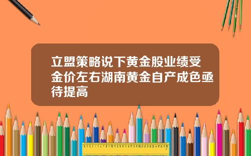 立盟策略说下黄金股业绩受金价左右湖南黄金自产成色亟待提高