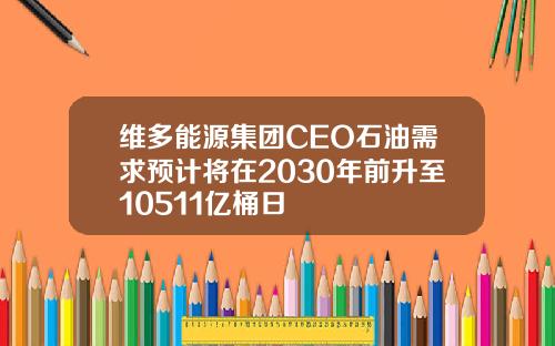 维多能源集团CEO石油需求预计将在2030年前升至10511亿桶日