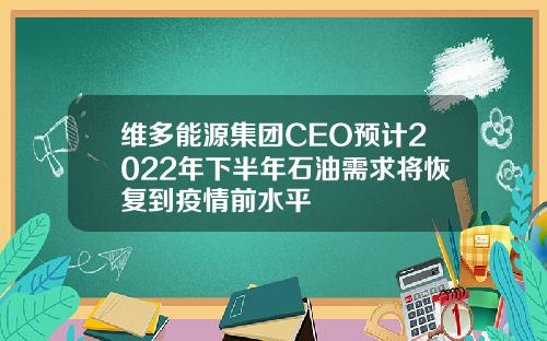 维多能源集团CEO预计2022年下半年石油需求将恢复到疫情前水平