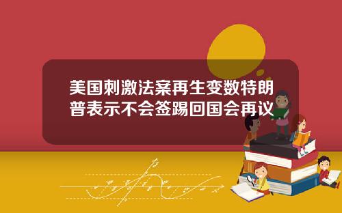 美国刺激法案再生变数特朗普表示不会签踢回国会再议