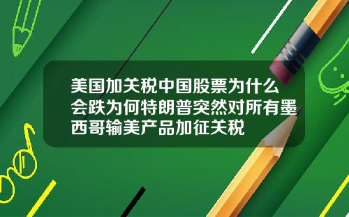 美国加关税中国股票为什么会跌为何特朗普突然对所有墨西哥输美产品加征关税