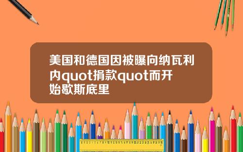 美国和德国因被曝向纳瓦利内quot捐款quot而开始歇斯底里
