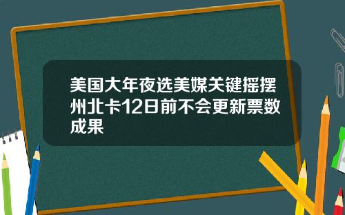 美国大年夜选美媒关键摇摆州北卡12日前不会更新票数成果