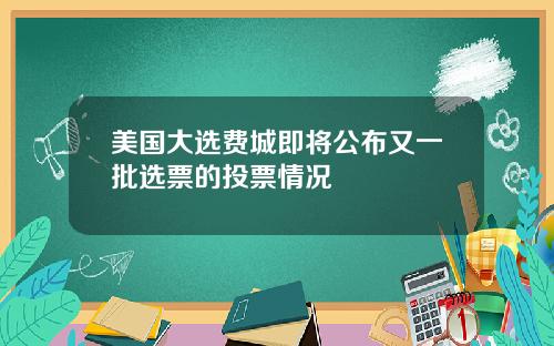 美国大选费城即将公布又一批选票的投票情况