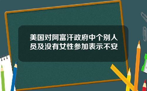 美国对阿富汗政府中个别人员及没有女性参加表示不安