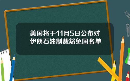 美国将于11月5日公布对伊朗石油制裁豁免国名单