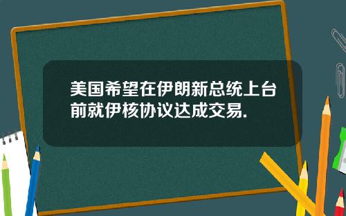 美国希望在伊朗新总统上台前就伊核协议达成交易.