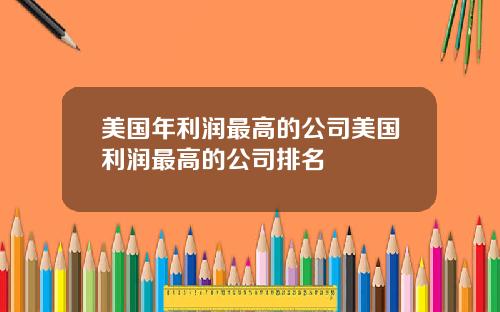 美国年利润最高的公司美国利润最高的公司排名