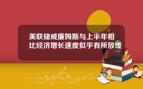 美联储威廉姆斯与上半年相比经济增长速度似乎有所放缓