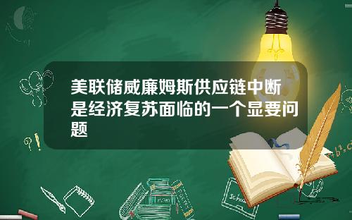 美联储威廉姆斯供应链中断是经济复苏面临的一个显要问题