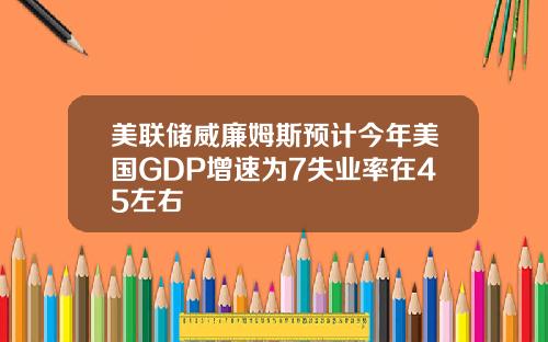 美联储威廉姆斯预计今年美国GDP增速为7失业率在45左右