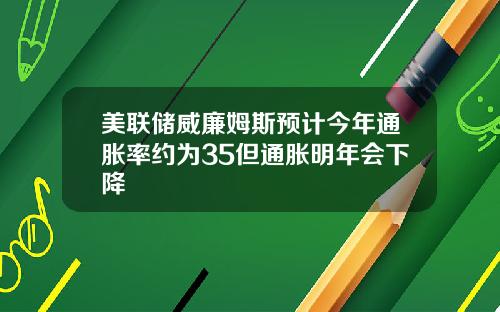 美联储威廉姆斯预计今年通胀率约为35但通胀明年会下降