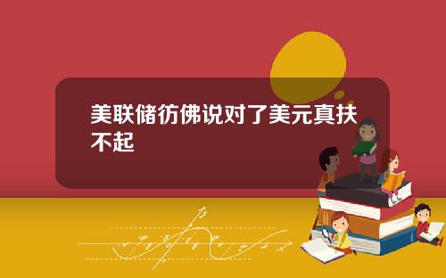 美联储彷佛说对了美元真扶不起