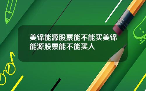 美锦能源股票能不能买美锦能源股票能不能买入