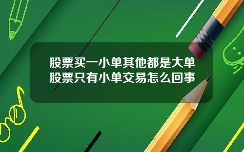 股票买一小单其他都是大单股票只有小单交易怎么回事