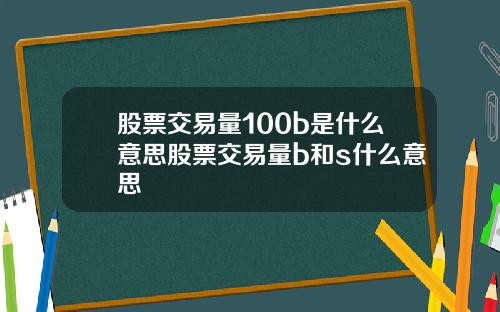 股票交易量100b是什么意思股票交易量b和s什么意思