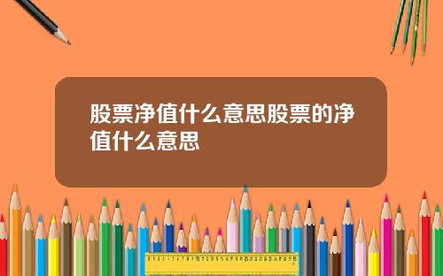 股票净值什么意思股票的净值什么意思