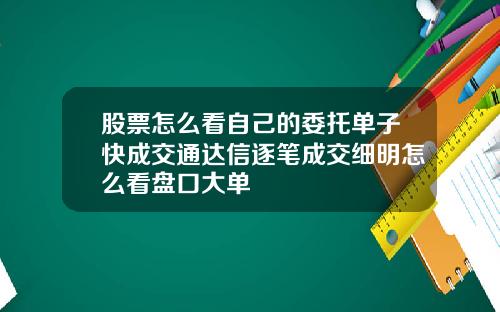 股票怎么看自己的委托单子快成交通达信逐笔成交细明怎么看盘口大单