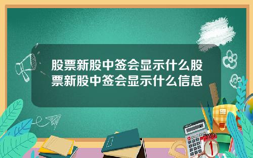 股票新股中签会显示什么股票新股中签会显示什么信息