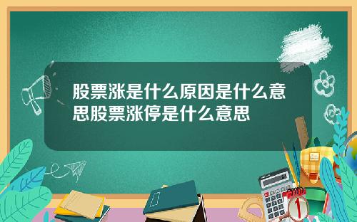 股票涨是什么原因是什么意思股票涨停是什么意思