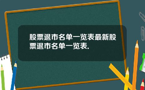 股票退市名单一览表最新股票退市名单一览表.