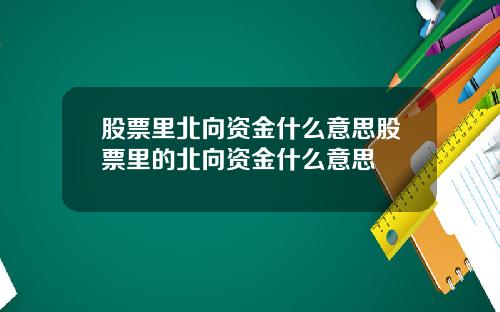 股票里北向资金什么意思股票里的北向资金什么意思