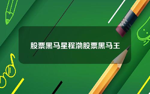 股票黑马星程渤股票黑马王