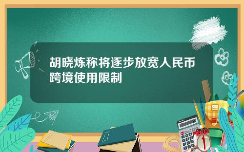 胡晓炼称将逐步放宽人民币跨境使用限制
