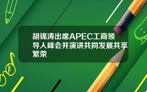 胡锦涛出席APEC工商领导人峰会并演讲共同发展共享繁荣