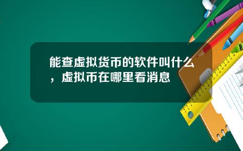 能查虚拟货币的软件叫什么，虚拟币在哪里看消息