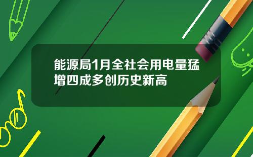 能源局1月全社会用电量猛增四成多创历史新高