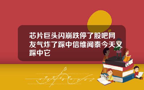 芯片巨头闪崩跌停了股吧网友气炸了踩中信维闻泰今天又踩中它