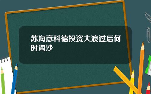 苏海彦科德投资大浪过后何时淘沙