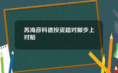 苏海彦科德投资踏对脚步上对船