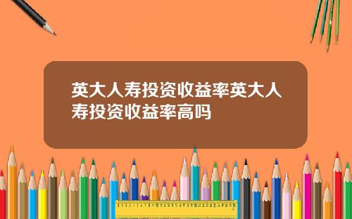 英大人寿投资收益率英大人寿投资收益率高吗