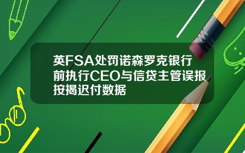 英FSA处罚诺森罗克银行前执行CEO与信贷主管误报按揭迟付数据