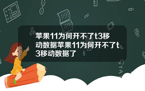 苹果11为何开不了t3移动数据苹果11为何开不了t3移动数据了