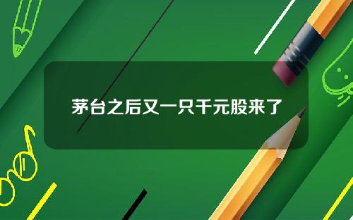 茅台之后又一只千元股来了