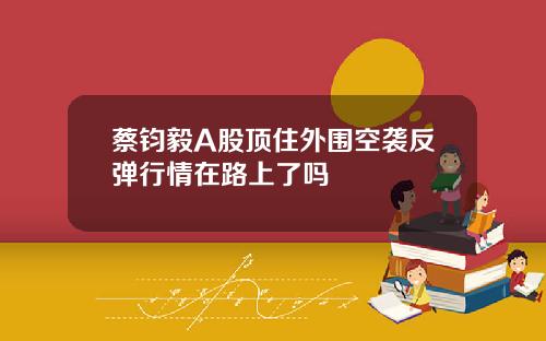 蔡钧毅A股顶住外围空袭反弹行情在路上了吗