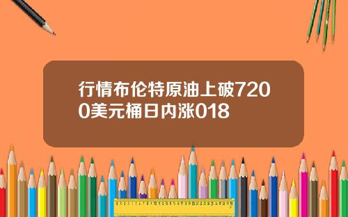 行情布伦特原油上破7200美元桶日内涨018
