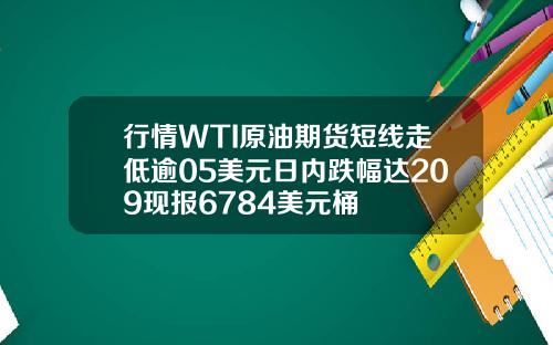 行情WTI原油期货短线走低逾05美元日内跌幅达209现报6784美元桶