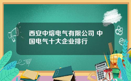 西安中熔电气有限公司 中国电气十大企业排行