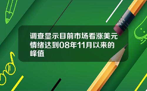 调查显示目前市场看涨美元情绪达到08年11月以来的峰值