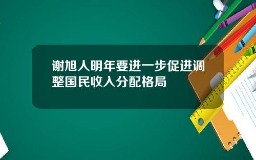谢旭人明年要进一步促进调整国民收入分配格局