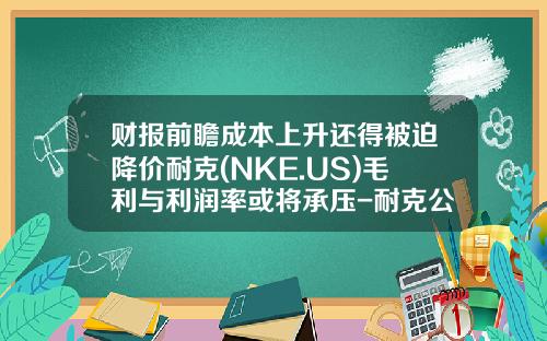 财报前瞻成本上升还得被迫降价耐克(NKE.US)毛利与利润率或将承压-耐克公司成本结构