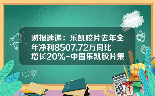 财报速递：乐凯胶片去年全年净利8507.72万同比增长20%-中国乐凯胶片集团公司年报