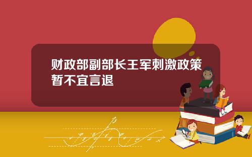财政部副部长王军刺激政策暂不宜言退
