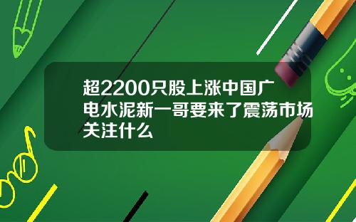 超2200只股上涨中国广电水泥新一哥要来了震荡市场关注什么