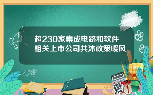 超230家集成电路和软件相关上市公司共沐政策暖风